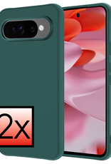 NoXx Hoesje Geschikt voor Google Pixel 9 Pro Hoesje Siliconen Case Hoes - Hoes Geschikt voor Google Pixel 9 Pro Hoes Cover Case - Donkergroen - 2 PACK