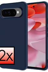 NoXx Hoesje Geschikt voor Google Pixel 9 Pro Hoesje Siliconen Case Hoes - Hoes Geschikt voor Google Pixel 9 Pro Hoes Cover Case - Donkerblauw - 2 PACK
