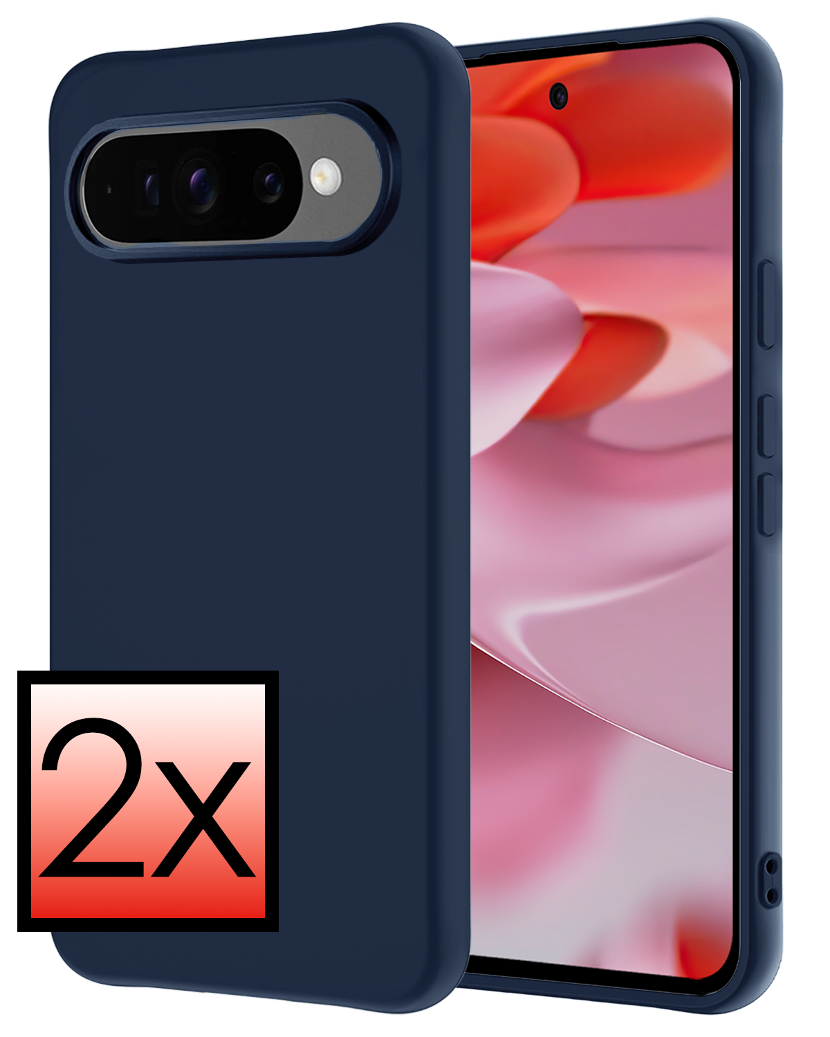 NoXx Hoesje Geschikt voor Google Pixel 9 Pro Hoesje Siliconen Case Hoes - Hoes Geschikt voor Google Pixel 9 Pro Hoes Cover Case - Donkerblauw - 2 PACK