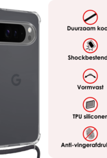 NoXx Hoesje Geschikt voor Google Pixel 9 Pro Hoesje Siliconen Shock Proof Hoesje Met Koord Case Met Telefoonkoord - Hoes Geschikt voor Google Pixel 9 Pro Hoesje Cover Shockproof Met Koord - Transparant