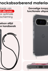 NoXx Hoesje Geschikt voor Google Pixel 9 Pro Hoesje Siliconen Shock Proof Hoesje Met Koord Case Met Telefoonkoord - Hoes Geschikt voor Google Pixel 9 Pro Hoesje Cover Shockproof Met Koord - Transparant