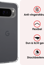 NoXx Hoesje Geschikt voor Google Pixel 9 Pro Hoesje Siliconen Shock Proof Case Hoes - Hoes Geschikt voor Google Pixel 9 Pro Hoes Cover Case Shockproof - Transparant - 2 PACK