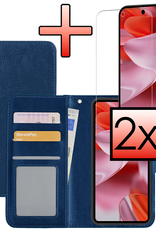 NoXx Hoesje Geschikt voor Google Pixel 9 Hoesje Book Case Hoes Portemonnee Cover Walletcase Met 2x Screenprotector - Hoes Geschikt voor Google Pixel 9 Hoes Bookcase Hoesje - Donkerblauw