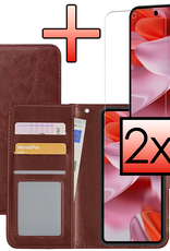 NoXx Hoesje Geschikt voor Google Pixel 9 Hoesje Book Case Hoes Portemonnee Cover Walletcase Met 2x Screenprotector - Hoes Geschikt voor Google Pixel 9 Hoes Bookcase Hoesje - Bruin