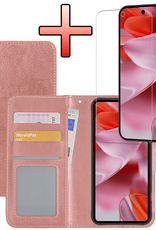 NoXx Hoesje Geschikt voor Google Pixel 9 Hoesje Book Case Hoes Portemonnee Cover Walletcase Met Screenprotector - Hoes Geschikt voor Google Pixel 9 Hoes Bookcase Hoesje - Rosé goud