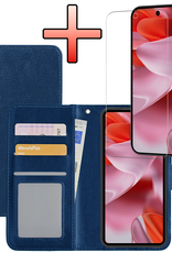 NoXx Hoesje Geschikt voor Google Pixel 9 Hoesje Book Case Hoes Portemonnee Cover Walletcase Met Screenprotector - Hoes Geschikt voor Google Pixel 9 Hoes Bookcase Hoesje - Donkerblauw