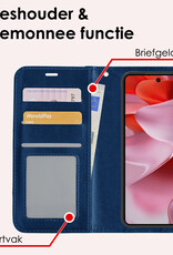 NoXx Hoesje Geschikt voor Google Pixel 9 Hoesje Book Case Hoes Portemonnee Cover Walletcase Met Screenprotector - Hoes Geschikt voor Google Pixel 9 Hoes Bookcase Hoesje - Donkerblauw