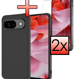 NoXx NoXx Google Pixel 9 Hoesje Siliconen Met 2x Screenprotector - Zwart