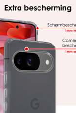 NoXx Hoesje Geschikt voor Google Pixel 9 Hoesje Siliconen Case Hoes Met 2x Screenprotector - Hoes Geschikt voor Google Pixel 9 Hoes Cover Case - Transparant