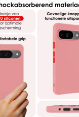 NoXx Hoesje Geschikt voor Google Pixel 9 Hoesje Siliconen Case Hoes Met 2x Screenprotector - Hoes Geschikt voor Google Pixel 9 Hoes Cover Case - Lichtroze