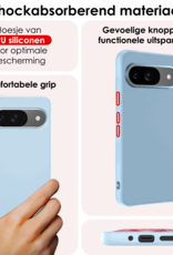NoXx Hoesje Geschikt voor Google Pixel 9 Hoesje Siliconen Case Hoes Met 2x Screenprotector - Hoes Geschikt voor Google Pixel 9 Hoes Cover Case - Lichtblauw