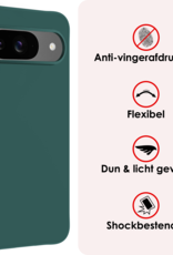 NoXx Hoesje Geschikt voor Google Pixel 9 Hoesje Siliconen Case Hoes Met 2x Screenprotector - Hoes Geschikt voor Google Pixel 9 Hoes Cover Case - Donkergroen