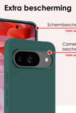 NoXx Hoesje Geschikt voor Google Pixel 9 Hoesje Siliconen Case Hoes Met 2x Screenprotector - Hoes Geschikt voor Google Pixel 9 Hoes Cover Case - Donkergroen