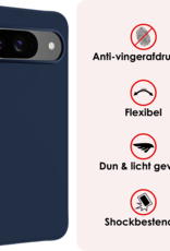 NoXx Hoesje Geschikt voor Google Pixel 9 Hoesje Siliconen Case Hoes Met 2x Screenprotector - Hoes Geschikt voor Google Pixel 9 Hoes Cover Case - Donkerblauw