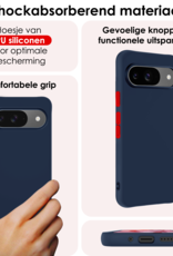 NoXx Hoesje Geschikt voor Google Pixel 9 Hoesje Siliconen Case Hoes Met 2x Screenprotector - Hoes Geschikt voor Google Pixel 9 Hoes Cover Case - Donkerblauw