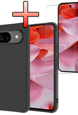 NoXx Hoesje Geschikt voor Google Pixel 9 Hoesje Siliconen Case Hoes Met Screenprotector - Hoes Geschikt voor Google Pixel 9 Hoes Cover Case - Zwart