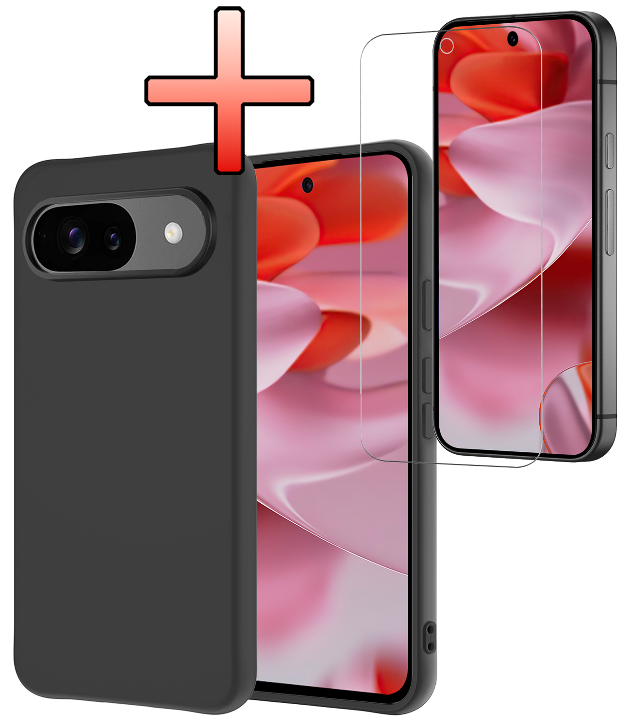 NoXx Hoesje Geschikt voor Google Pixel 9 Hoesje Siliconen Case Hoes Met Screenprotector - Hoes Geschikt voor Google Pixel 9 Hoes Cover Case - Zwart