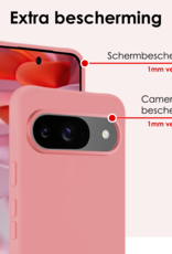 NoXx Hoesje Geschikt voor Google Pixel 9 Hoesje Siliconen Case Hoes Met Screenprotector - Hoes Geschikt voor Google Pixel 9 Hoes Cover Case - Lichtroze