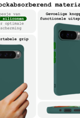BASEY. Hoesje Geschikt voor Google Pixel 9 Pro Hoesje Siliconen Case Hoes Met Screenprotector - Hoes Geschikt voor Google Pixel 9 Pro Hoes Cover Case - Donkergroen