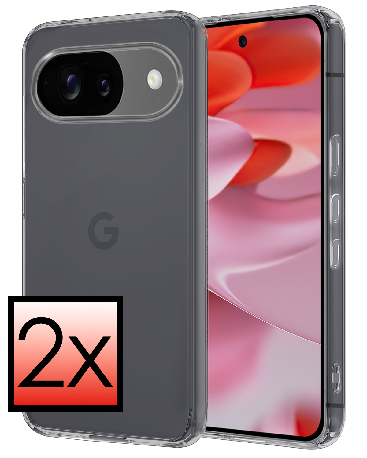 NoXx Hoesje Geschikt voor Google Pixel 9 Hoesje Siliconen Case Hoes - Hoes Geschikt voor Google Pixel 9 Hoes Cover Case - Transparant - 2 PACK