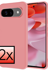 NoXx Hoesje Geschikt voor Google Pixel 9 Hoesje Siliconen Case Hoes - Hoes Geschikt voor Google Pixel 9 Hoes Cover Case - Lichtroze - 2 PACK