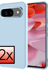 NoXx Hoesje Geschikt voor Google Pixel 9 Hoesje Siliconen Case Hoes - Hoes Geschikt voor Google Pixel 9 Hoes Cover Case - Lichtblauw - 2 PACK