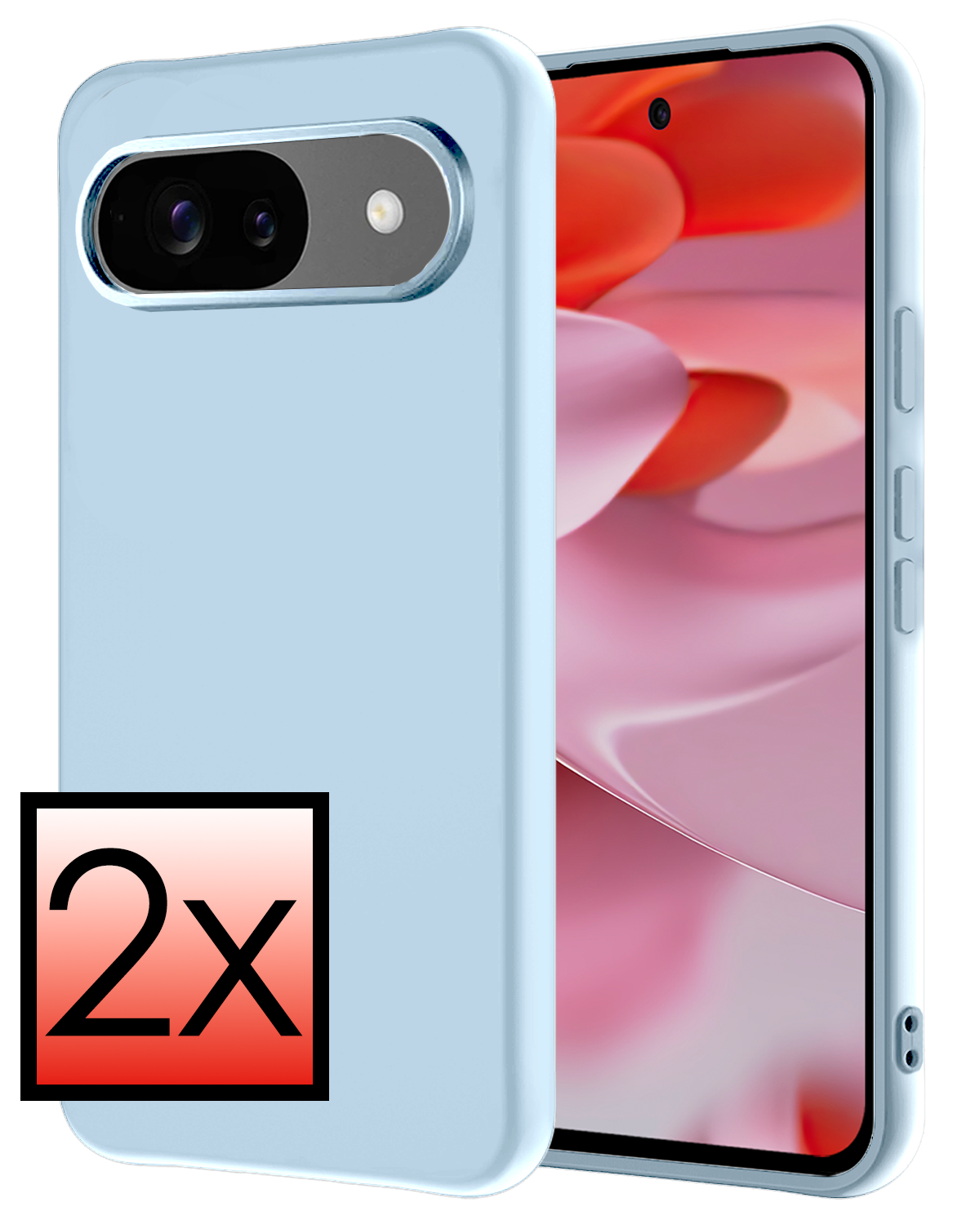 NoXx Hoesje Geschikt voor Google Pixel 9 Hoesje Siliconen Case Hoes - Hoes Geschikt voor Google Pixel 9 Hoes Cover Case - Lichtblauw - 2 PACK