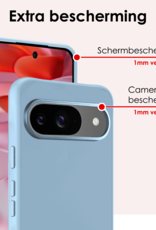 NoXx Hoesje Geschikt voor Google Pixel 9 Hoesje Siliconen Case Hoes - Hoes Geschikt voor Google Pixel 9 Hoes Cover Case - Lichtblauw - 2 PACK