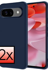 NoXx Hoesje Geschikt voor Google Pixel 9 Hoesje Siliconen Case Hoes - Hoes Geschikt voor Google Pixel 9 Hoes Cover Case - Donkerblauw - 2 PACK