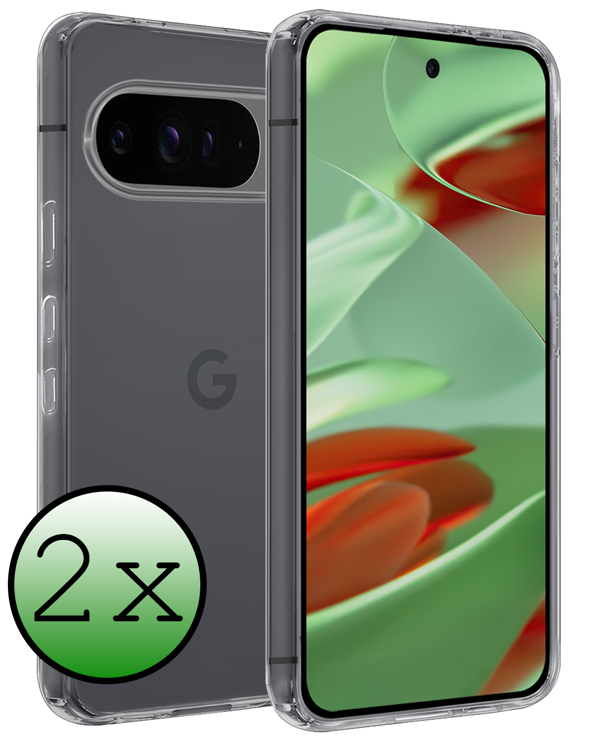 BASEY. Hoesje Geschikt voor Google Pixel 9 Pro Hoesje Siliconen Case Hoes - Hoes Geschikt voor Google Pixel 9 Pro Hoes Cover Case - Transparant - 2 PACK