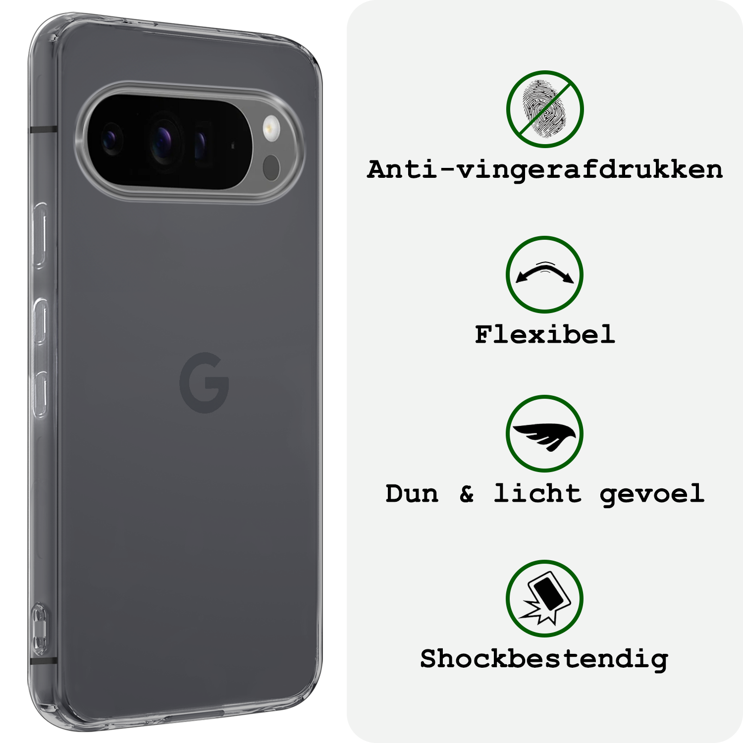 BASEY. Hoesje Geschikt voor Google Pixel 9 Pro Hoesje Siliconen Case Hoes - Hoes Geschikt voor Google Pixel 9 Pro Hoes Cover Case - Transparant - 2 PACK