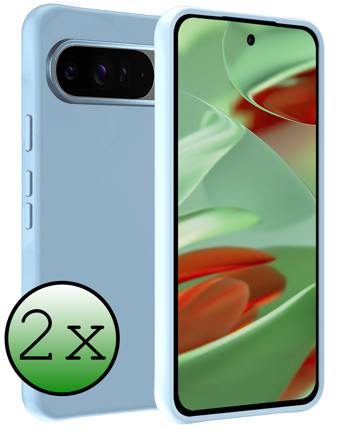 BASEY. Hoesje Geschikt voor Google Pixel 9 Pro Hoesje Siliconen Case Hoes - Hoes Geschikt voor Google Pixel 9 Pro Hoes Cover Case - Lichtblauw - 2 PACK