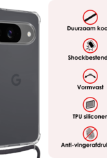 NoXx Hoesje Geschikt voor Google Pixel 9 Hoesje Siliconen Shock Proof Hoesje Met Koord Case Met Telefoonkoord - Hoes Geschikt voor Google Pixel 9 Hoesje Cover Shockproof Met Koord - Transparant