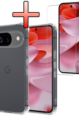 NoXx Hoesje Geschikt voor Google Pixel 9 Hoesje Siliconen Shock Proof Case Hoes Met Screenprotector - Hoes Geschikt voor Google Pixel 9 Hoes Cover Case Shockproof - Transparant