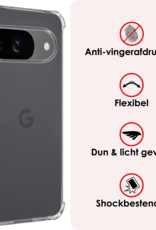 NoXx Hoesje Geschikt voor Google Pixel 9 Hoesje Siliconen Shock Proof Case Hoes Met Screenprotector - Hoes Geschikt voor Google Pixel 9 Hoes Cover Case Shockproof - Transparant