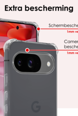 NoXx Hoesje Geschikt voor Google Pixel 9 Hoesje Siliconen Shock Proof Case Hoes Met Screenprotector - Hoes Geschikt voor Google Pixel 9 Hoes Cover Case Shockproof - Transparant