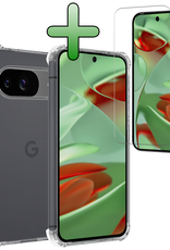 BASEY. Hoesje Geschikt voor Google Pixel 9 Hoesje Siliconen Shock Proof Case Hoes Met Screenprotector - Hoes Geschikt voor Google Pixel 9 Hoes Cover Case Shockproof - Transparant