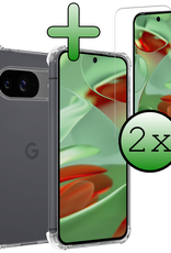 BASEY. Hoesje Geschikt voor Google Pixel 9 Hoesje Siliconen Shock Proof Case Hoes Met 2x Screenprotector - Hoes Geschikt voor Google Pixel 9 Hoes Cover Case Shockproof - Transparant