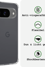 BASEY. Hoesje Geschikt voor Google Pixel 9 Hoesje Siliconen Shock Proof Case Hoes Met 2x Screenprotector - Hoes Geschikt voor Google Pixel 9 Hoes Cover Case Shockproof - Transparant