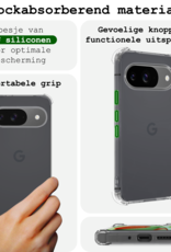 BASEY. Hoesje Geschikt voor Google Pixel 9 Hoesje Siliconen Shock Proof Case Hoes Met 2x Screenprotector - Hoes Geschikt voor Google Pixel 9 Hoes Cover Case Shockproof - Transparant
