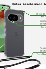 BASEY. Hoesje Geschikt voor Google Pixel 9 Hoesje Siliconen Shock Proof Hoesje Met Koord Case Met Telefoonkoord - Hoes Geschikt voor Google Pixel 9 Hoesje Cover Shockproof Met Koord - Transparant