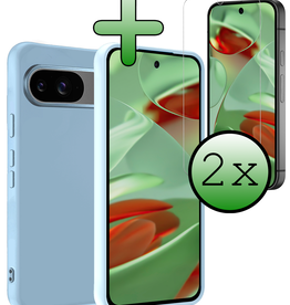 BASEY. BASEY. Google Pixel 9 Hoesje Siliconen Met 2x Screenprotector - Lichtblauw