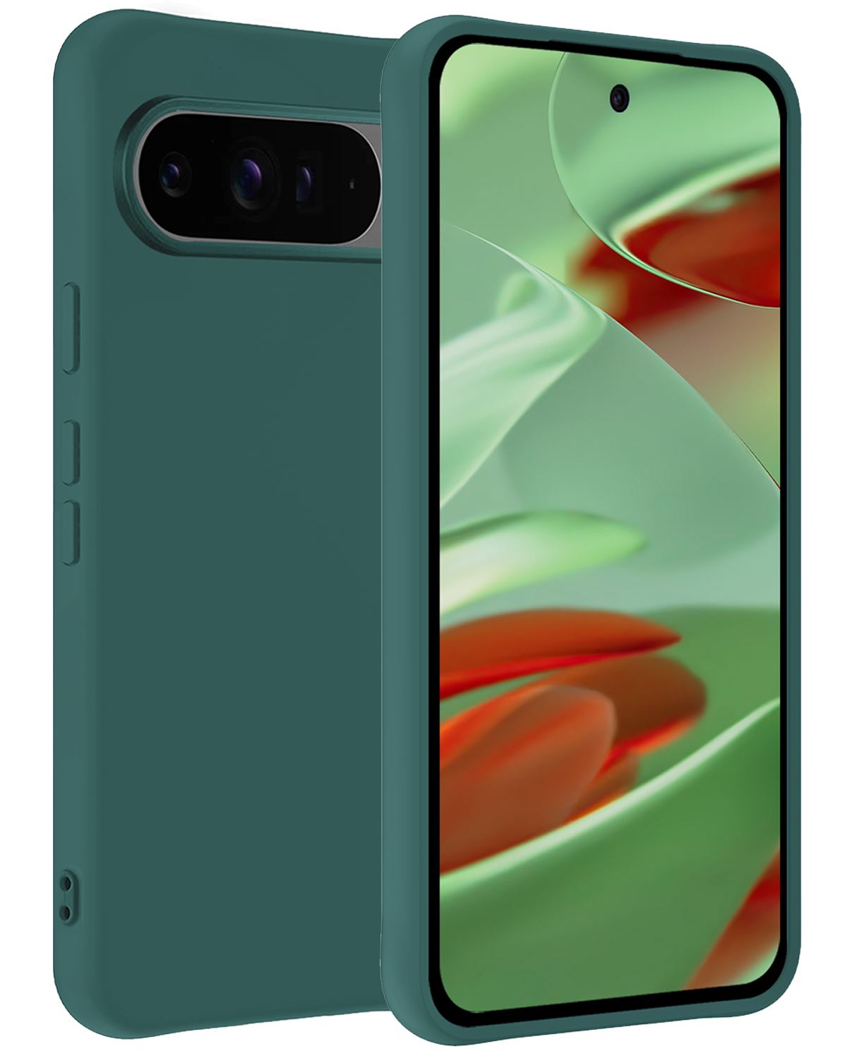 BASEY. Hoesje Geschikt voor Google Pixel 9 Pro Hoesje Siliconen Case Hoes - Hoes Geschikt voor Google Pixel 9 Pro Hoes Cover Case - Donkergroen