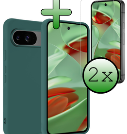 BASEY. BASEY. Google Pixel 9 Hoesje Siliconen Met 2x Screenprotector - Donkergroen