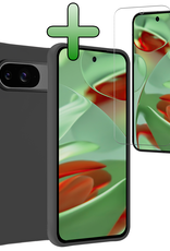 BASEY. Hoesje Geschikt voor Google Pixel 9 Hoesje Siliconen Case Hoes Met Screenprotector - Hoes Geschikt voor Google Pixel 9 Hoes Cover Case - Zwart