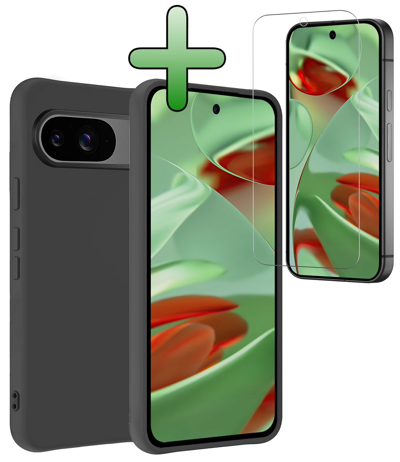 BASEY. Hoesje Geschikt voor Google Pixel 9 Hoesje Siliconen Case Hoes Met Screenprotector - Hoes Geschikt voor Google Pixel 9 Hoes Cover Case - Zwart