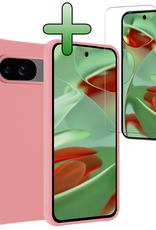 BASEY. Hoesje Geschikt voor Google Pixel 9 Hoesje Siliconen Case Hoes Met Screenprotector - Hoes Geschikt voor Google Pixel 9 Hoes Cover Case - Lichtroze