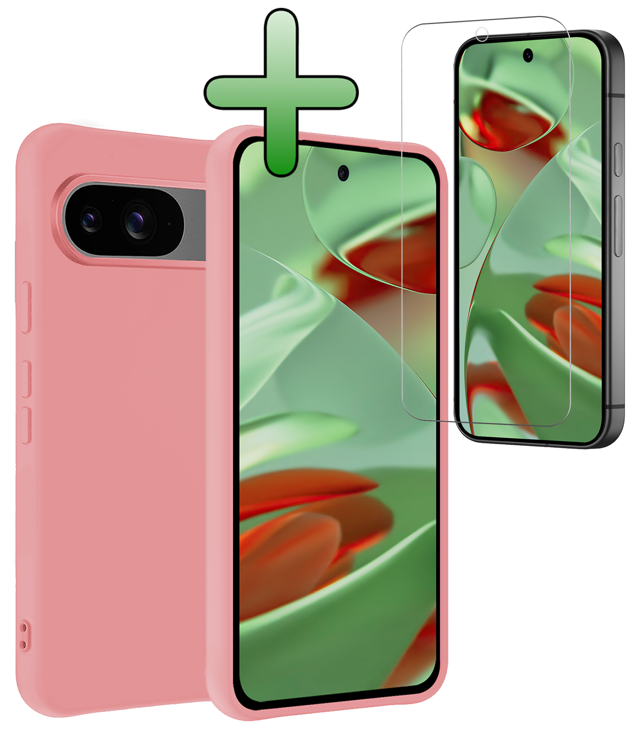 BASEY. Hoesje Geschikt voor Google Pixel 9 Hoesje Siliconen Case Hoes Met Screenprotector - Hoes Geschikt voor Google Pixel 9 Hoes Cover Case - Lichtroze