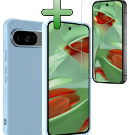 BASEY. BASEY. Google Pixel 9 Hoesje Siliconen Met Screenprotector - Lichtblauw