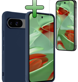 BASEY. BASEY. Google Pixel 9 Hoesje Siliconen Met Screenprotector - Donkerblauw